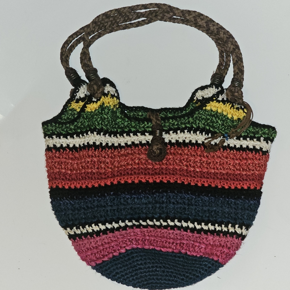 Happy & Free | Boho Bamboo Knit Shoulder Bag